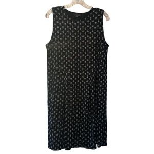 J Jill Sleeveless Shift Dress Women size Medium M Black Floral Rayon Spandex